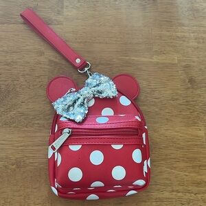 Loungefly Disney park mini with sequin bow wristlet/belt loop bag